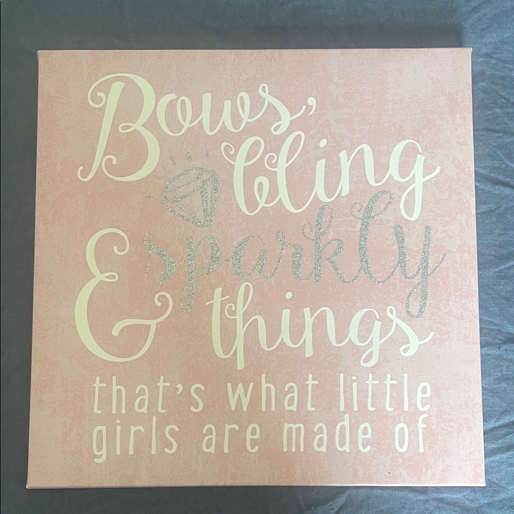 Pink Canvas Wall Art with Glitter Text